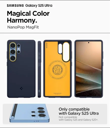 Spigen Nano Pop MagFit Samsung Galaxy S25 Ultra Hoesje MagSafe Back Cover Navy afbeelding 5