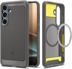 Spigen Rugged Armor MagFit Samsung Galaxy S25 Hoesje Marmer Grijs afbeelding