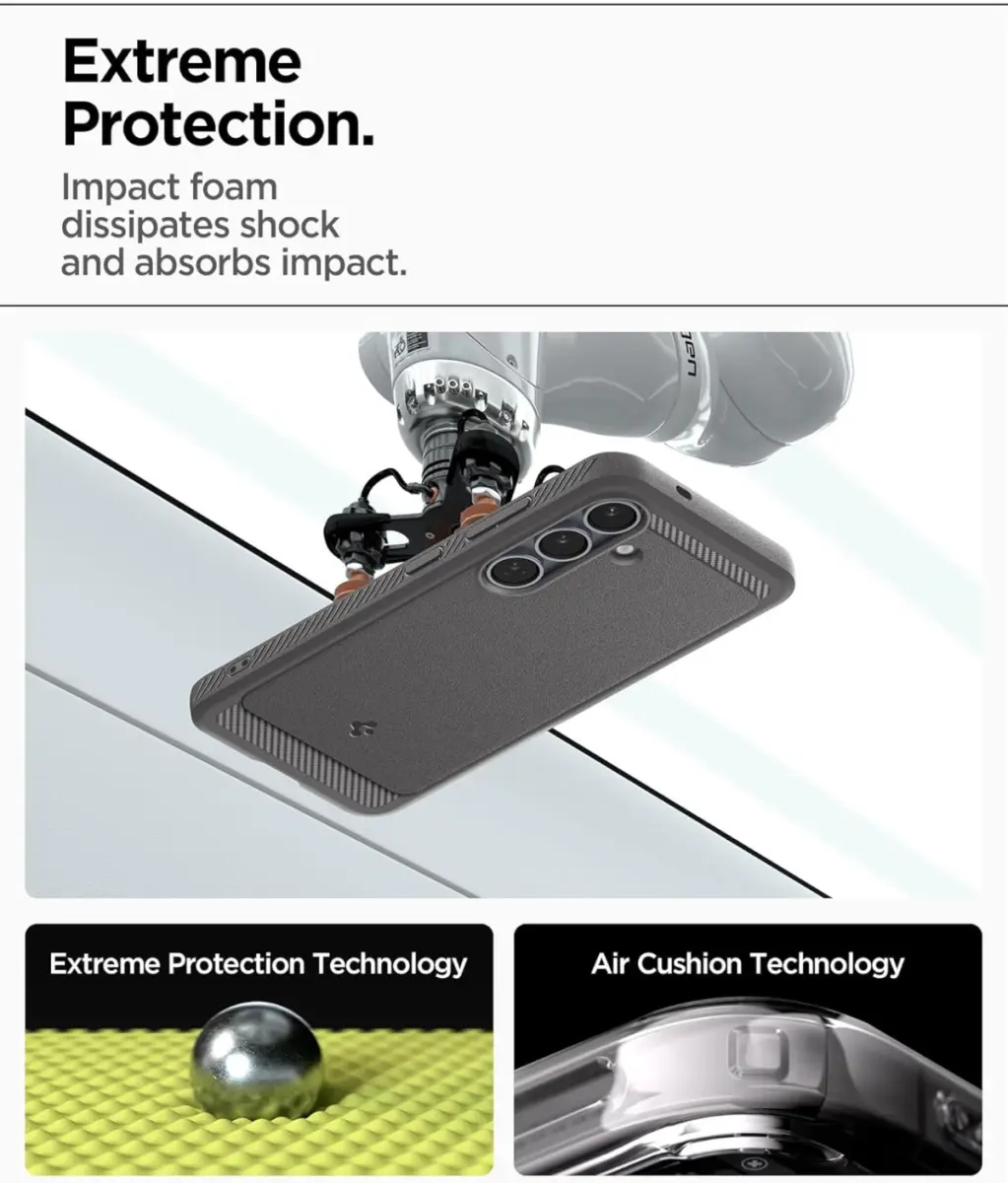 Spigen Rugged Armor MagFit Samsung Galaxy S25 Hoesje Marmer Grijs afbeelding 5