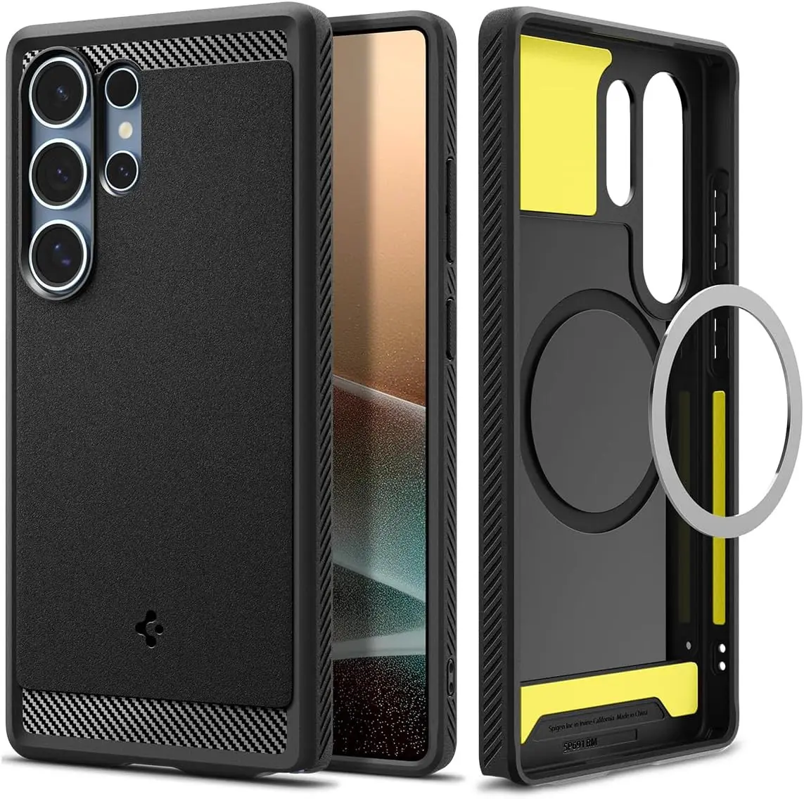 Spigen Rugged Armor MagFit Samsung Galaxy S25 Ultra Hoesje Matte Zwart afbeelding 1