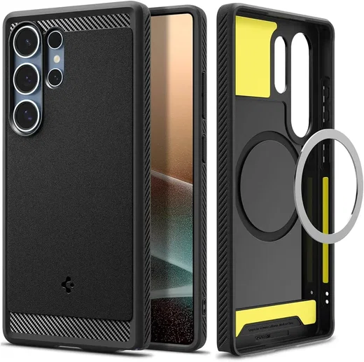 Spigen Rugged Armor MagFit Samsung Galaxy S25 Ultra Hoesje Matte Zwart afbeelding 1