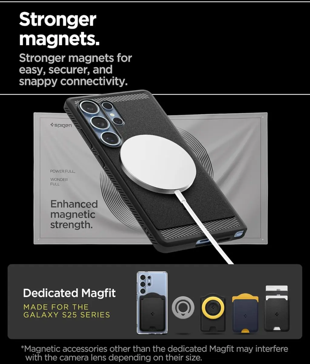 Spigen Rugged Armor MagFit Samsung Galaxy S25 Ultra Hoesje Matte Zwart afbeelding 6