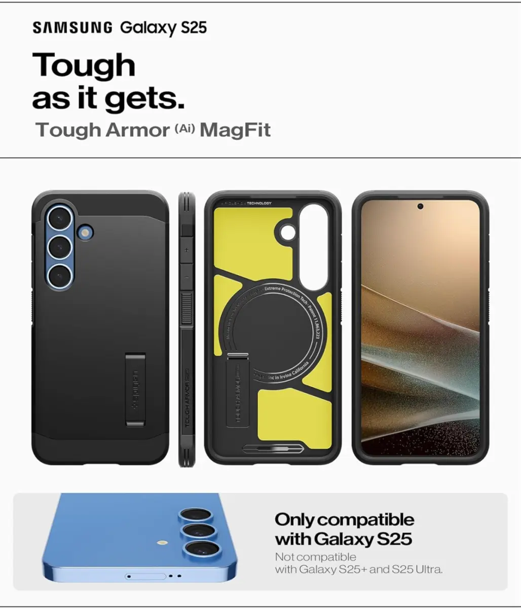 Spigen Tough Armor MagFit Samsung Galaxy S25 Hoesje Back Cover Zwart afbeelding 3