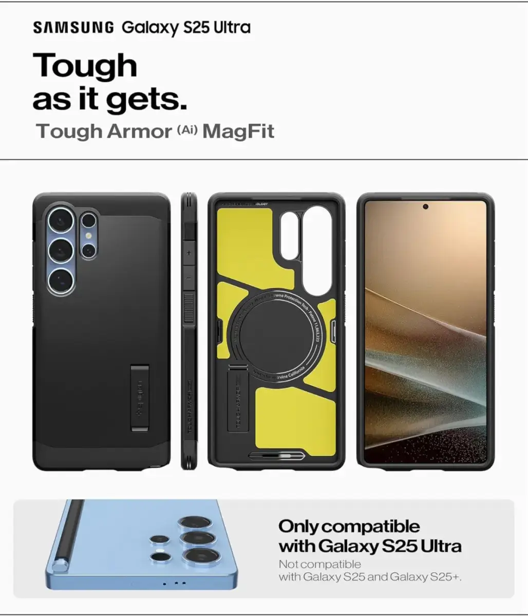 Spigen Tough Armor MagFit Samsung Galaxy S25 Ultra Hoesje Zwart afbeelding 4