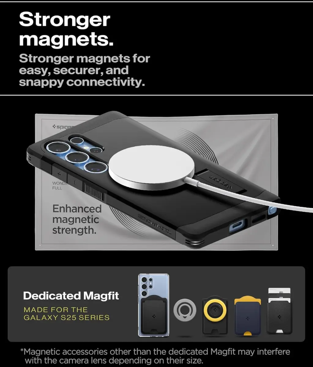 Spigen Tough Armor MagFit Samsung Galaxy S25 Ultra Hoesje Zwart afbeelding 6