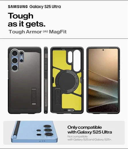 Spigen Tough Armor MagFit Samsung Galaxy S25 Ultra Hoesje Gunmetal afbeelding 4