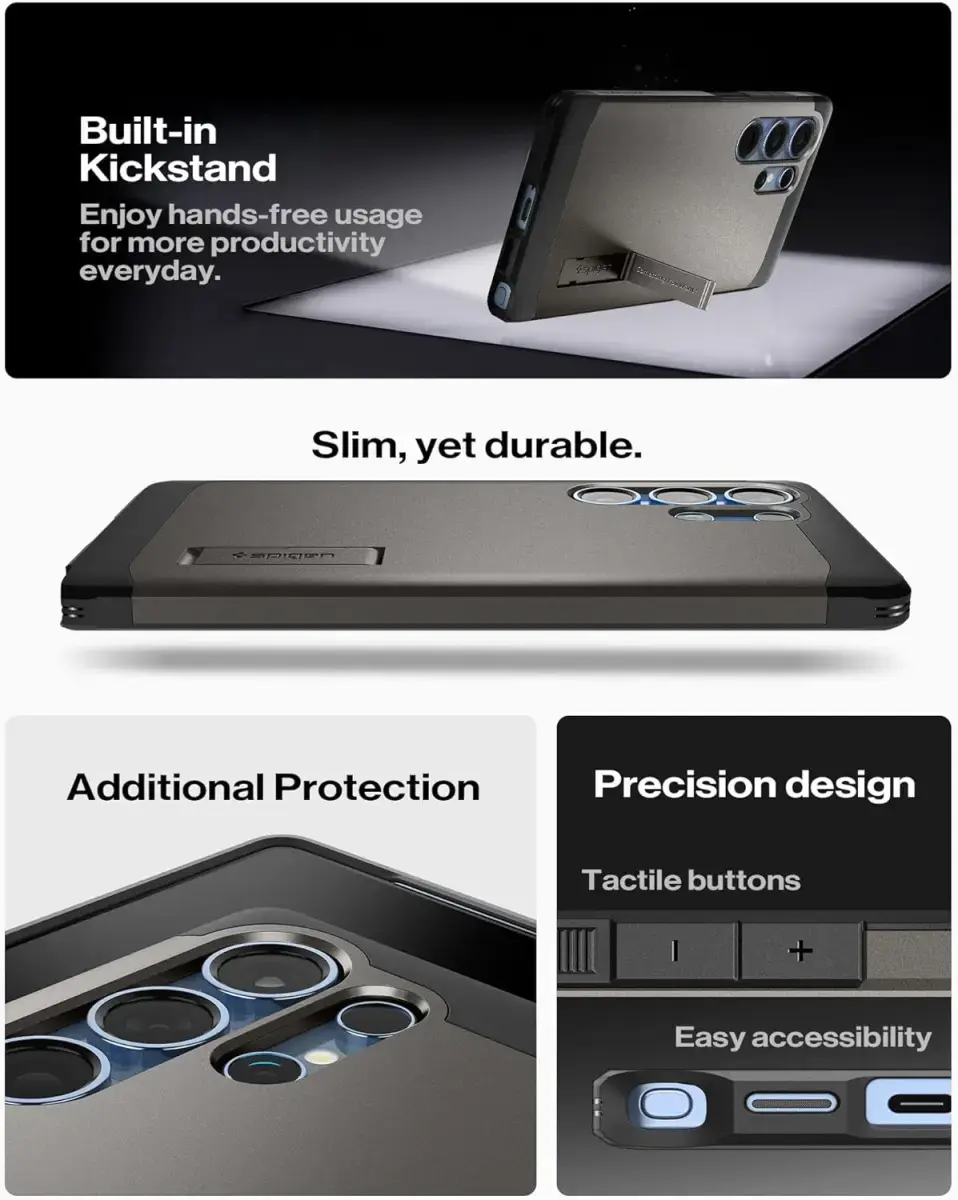 Spigen Tough Armor MagFit Samsung Galaxy S25 Ultra Hoesje Gunmetal afbeelding 7