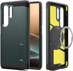 Spigen Tough Armor MagFit Samsung Galaxy S25 Ultra Hoesje Groen afbeelding