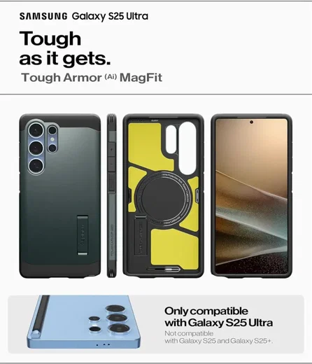 Spigen Tough Armor MagFit Samsung Galaxy S25 Ultra Hoesje Groen afbeelding 4