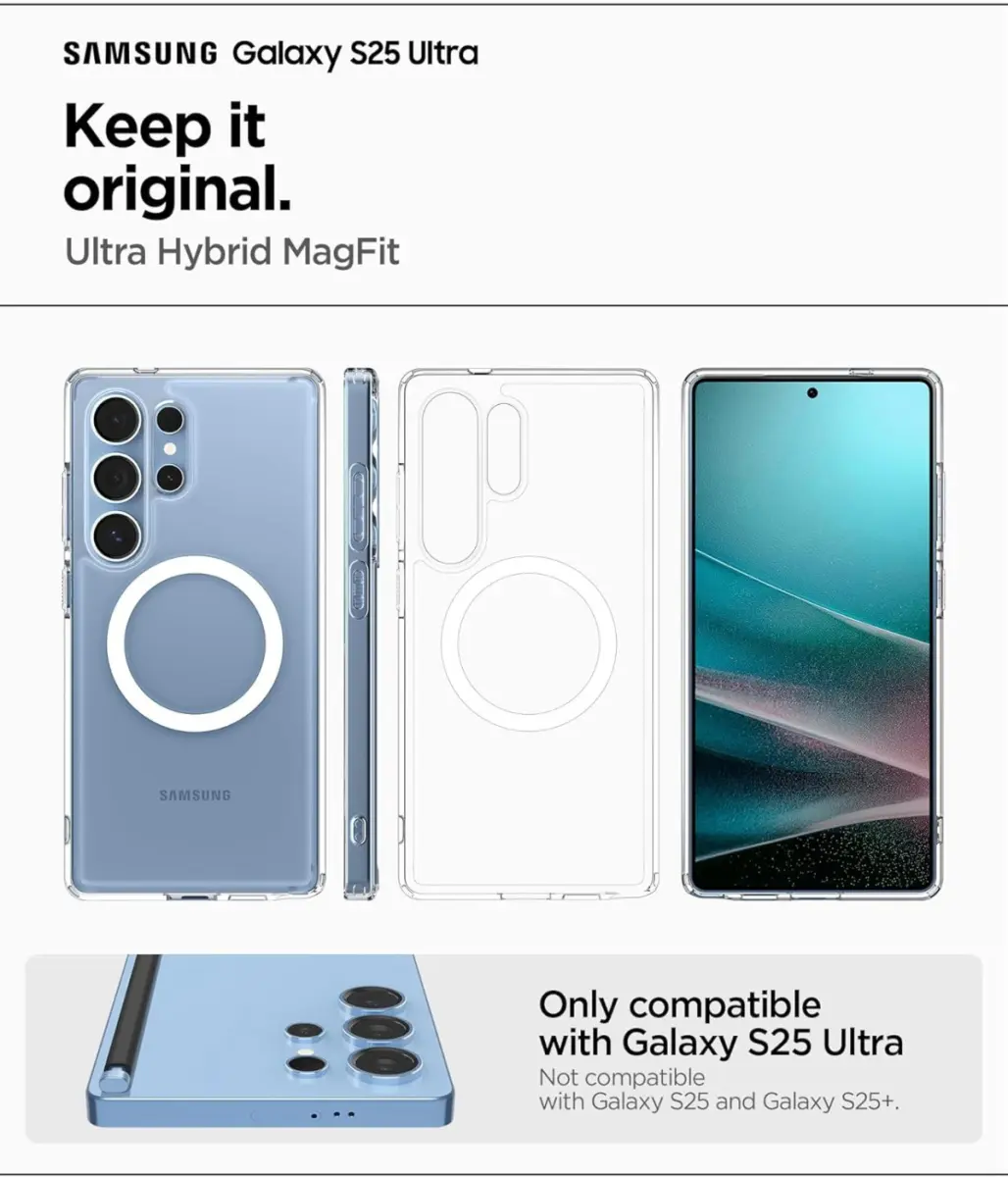 Spigen Ultra Hybrid MagFit Samsung Galaxy S25 Ultra Hoesje Wit afbeelding 4