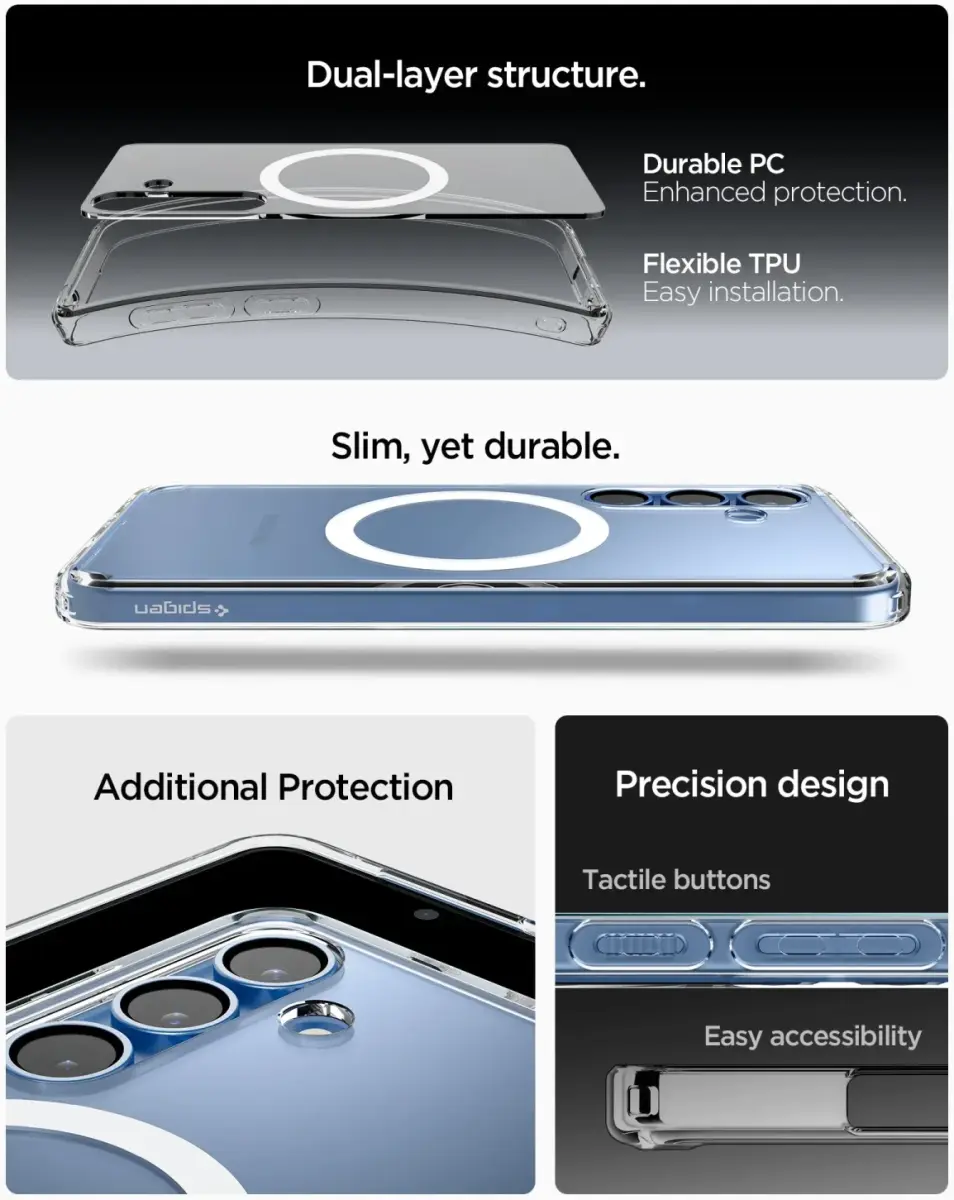 Spigen Crystal Hybrid MagFit Samsung Galaxy S25 Hoesje Back Cover Wit afbeelding 5