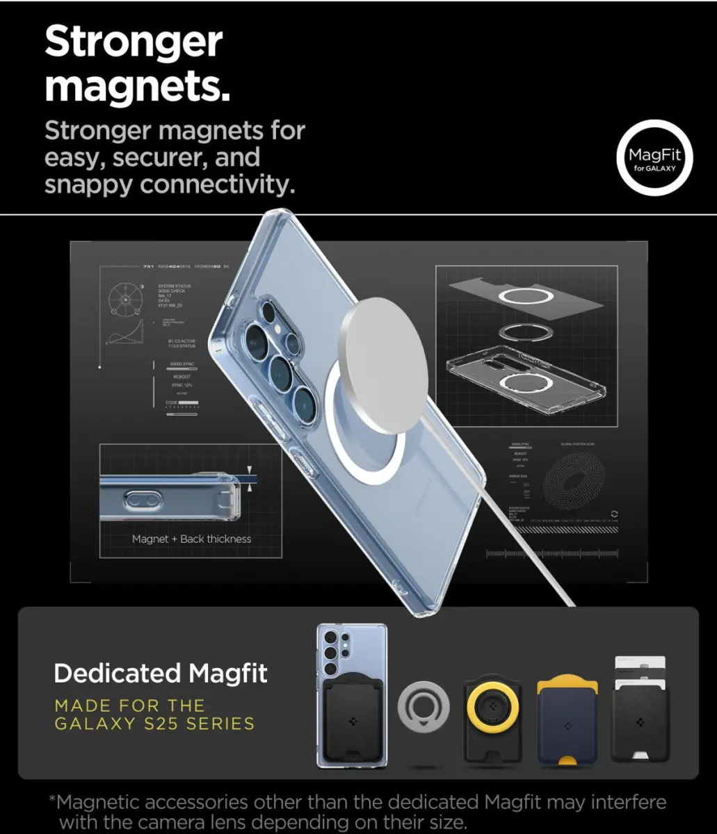 Spigen Crystal Hybrid MagFit Samsung Galaxy S25 Ultra Hoesje MagSafe Wit afbeelding 3
