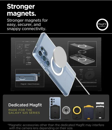 Spigen Crystal Hybrid MagFit Samsung Galaxy S25 Ultra Hoesje MagSafe Wit afbeelding 3
