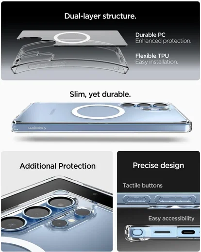 Spigen Crystal Hybrid MagFit Samsung Galaxy S25 Ultra Hoesje MagSafe Wit afbeelding 6