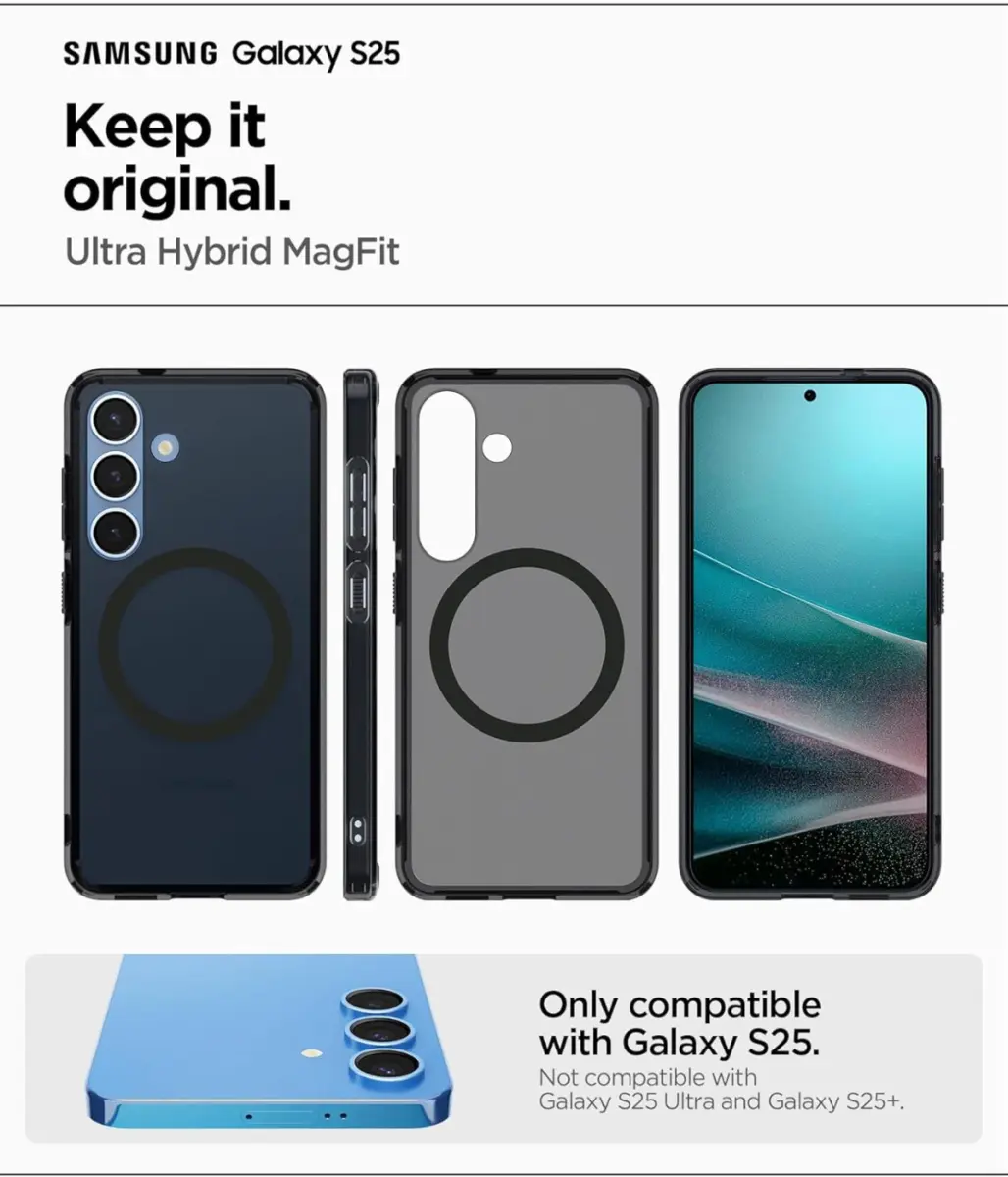 Spigen Ultra Hybrid MagFit Samsung Galaxy S25 Hoesje Back Cover Frosted Zwart afbeelding 3