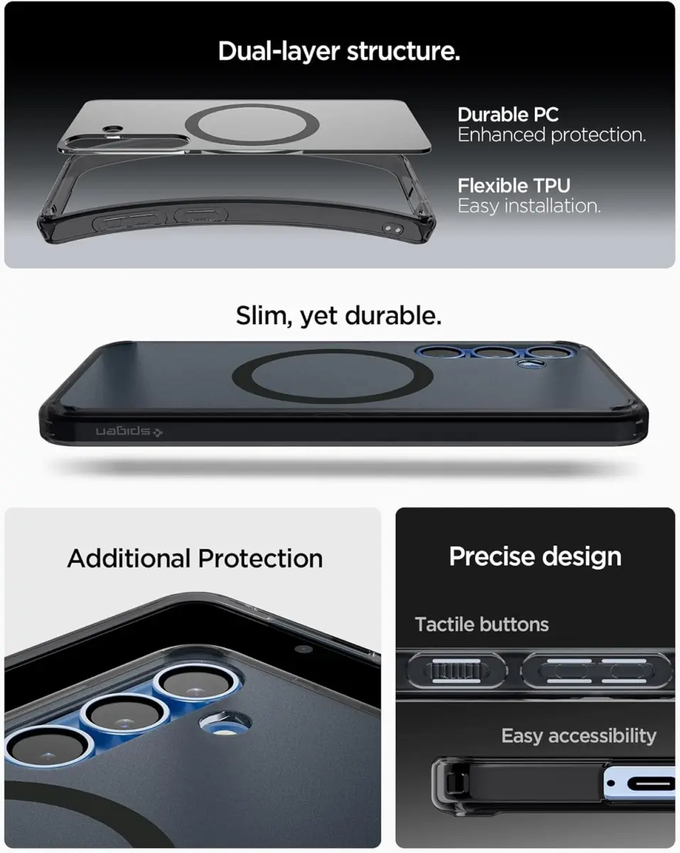 Spigen Ultra Hybrid MagFit Samsung Galaxy S25 Hoesje Back Cover Frosted Zwart afbeelding 6