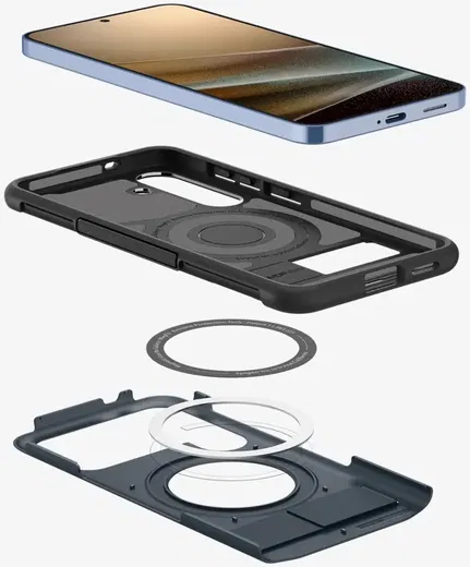 Spigen Slim Armor MagFit Samsung Galaxy S25 Plus Hoesje Back Cover Metal Slate afbeelding 2
