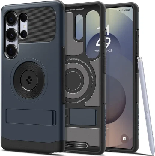 Spigen Slim Armor MagFit Samsung Galaxy S25 Ultra Hoesje Back Cover Metal Slate afbeelding 1