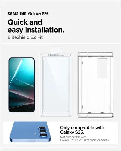Spigen EliteShield EZ Fit Samsung Galaxy S25 Screen Protector afbeelding 3