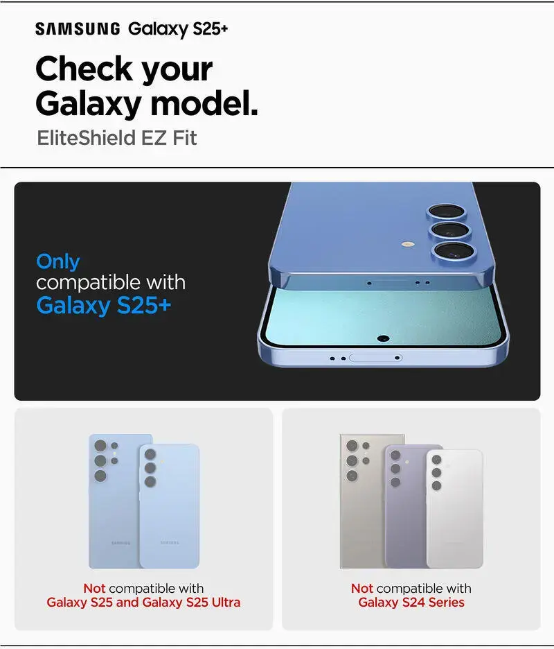 Spigen EliteShield EZ Fit Samsung Galaxy S25 Plus Screen Protector afbeelding 3