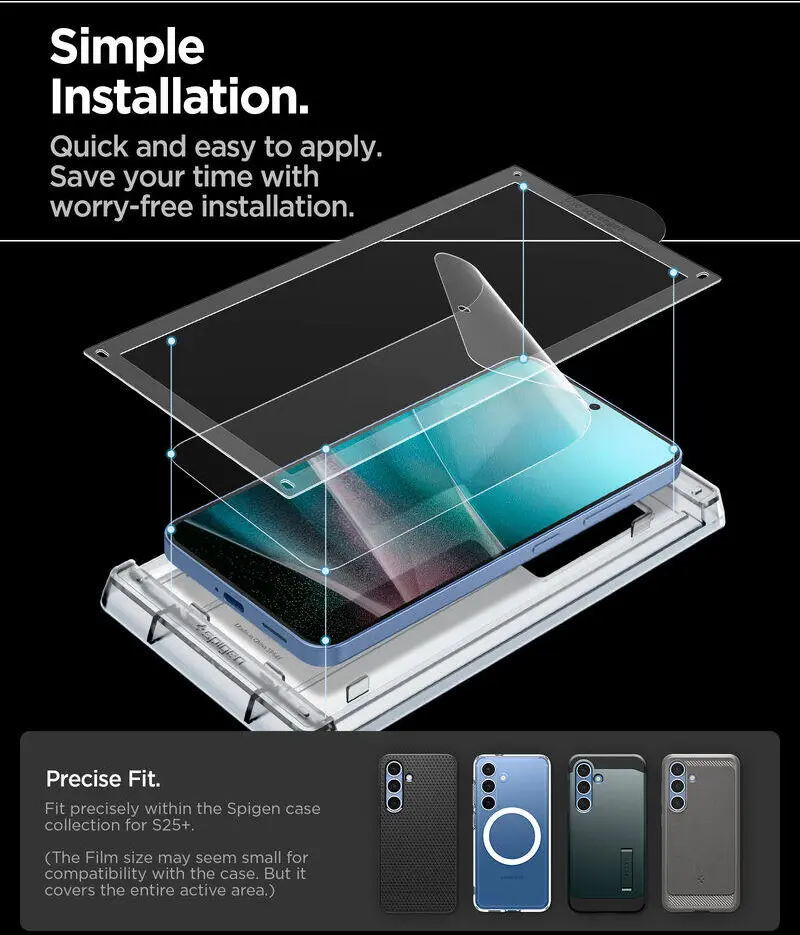 Spigen EliteShield EZ Fit Samsung Galaxy S25 Plus Screen Protector afbeelding 4