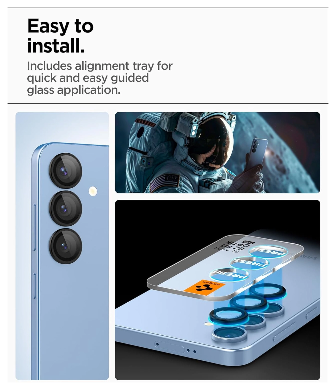 Spigen EZ Fit Optik Pro Samsung Galaxy S25 Camera Lens Protector Clear (2-Pack) afbeelding 3