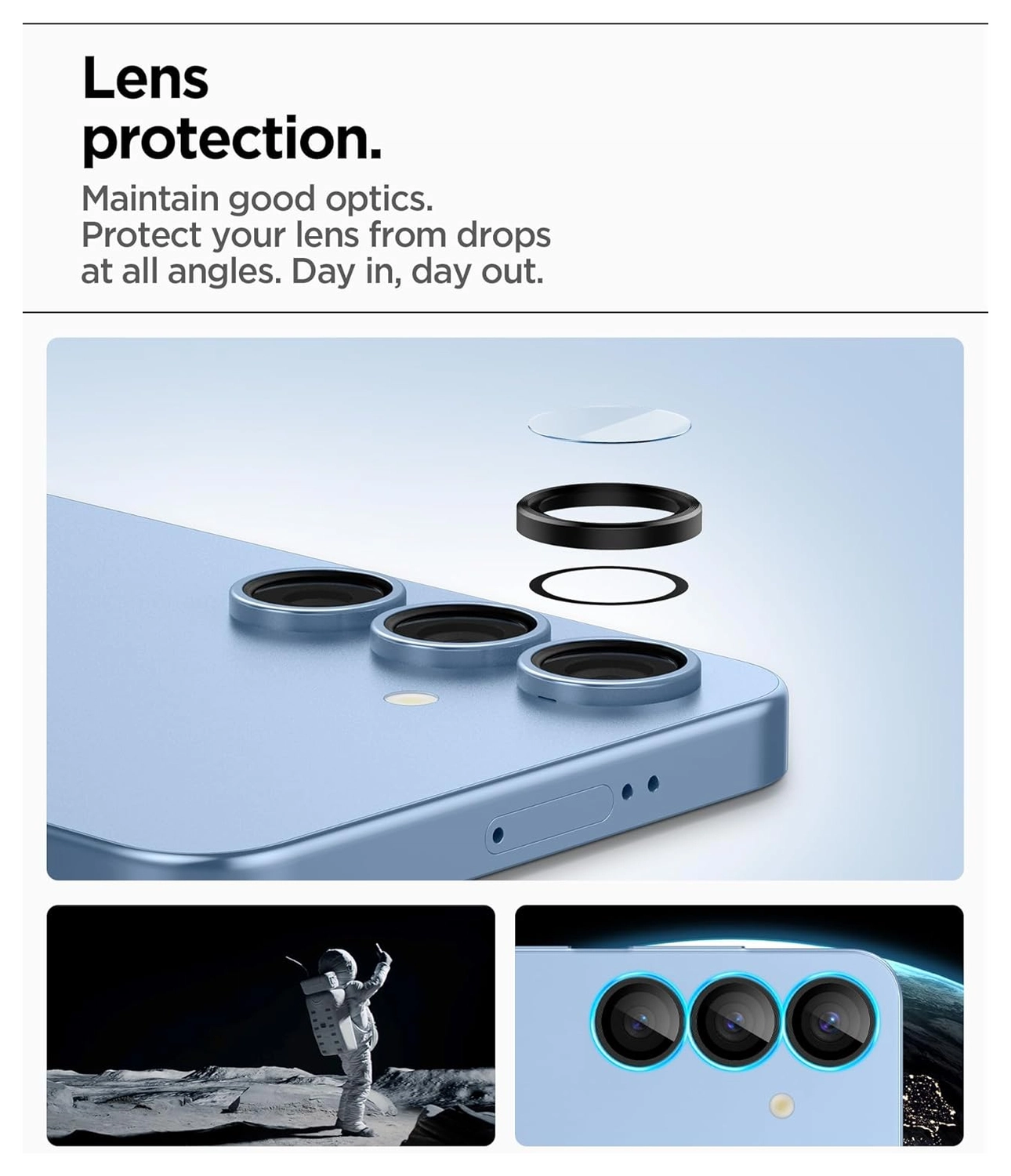 Spigen EZ Fit Optik Pro Samsung Galaxy S25 Camera Lens Protector Clear (2-Pack) afbeelding 6