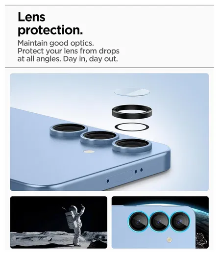 Spigen EZ Fit Optik Pro Samsung Galaxy S25 Camera Lens Protector Clear (2-Pack) afbeelding 6