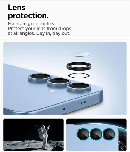 Spigen EZ Fit Optik Pro Samsung S25 Plus Camera Lens Protector Zwart (2-Pack) afbeelding 5