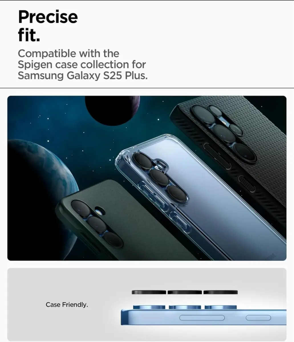 Spigen EZ Fit Optik Pro Samsung S25 Plus Camera Lens Protector Zwart (2-Pack) afbeelding 6