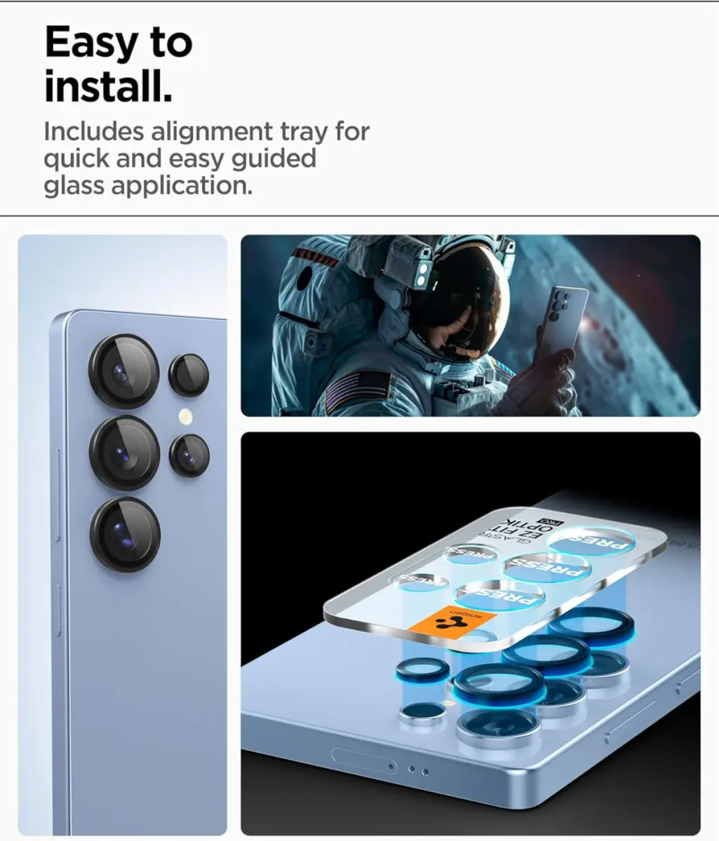 Spigen EZ Fit Samsung Galaxy S25 Ultra Camera Lens Protector Zwart (2-Pack) afbeelding 3