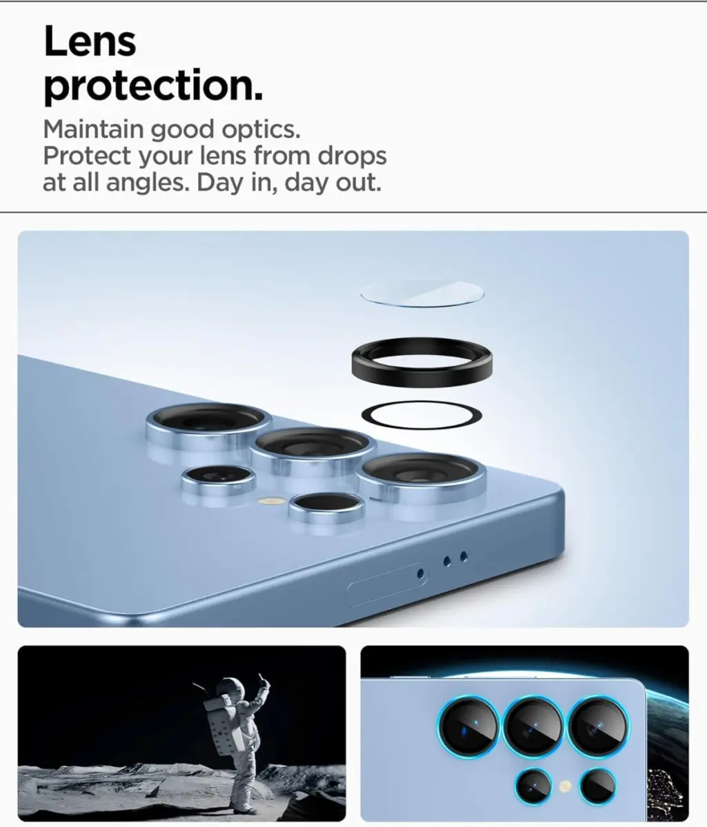 Spigen EZ Fit Samsung Galaxy S25 Ultra Camera Lens Protector Zwart (2-Pack) afbeelding 4