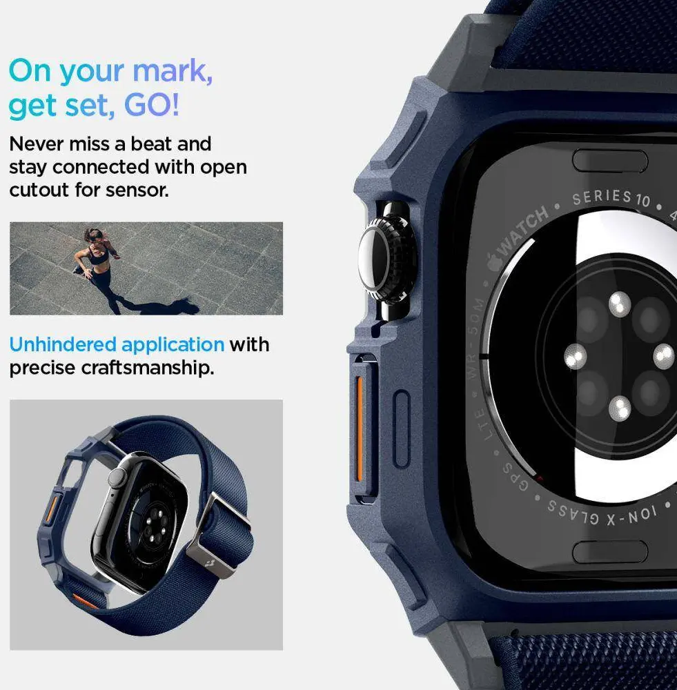 Spigen Lite Fit Pro - Apple Watch 11/10 46MM Hoesje en Bandje - Blauw afbeelding 5