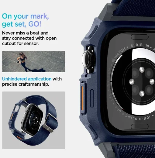 Spigen Lite Fit Pro - Apple Watch 11/10 46MM Hoesje en Bandje - Blauw afbeelding 5