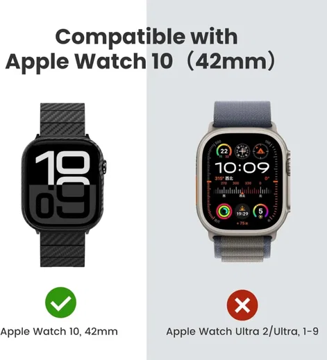 PITAKA Air Case - Apple Watch 11/10 42MM Hoesje - Aramide Ultra Dun - Zwart afbeelding 3