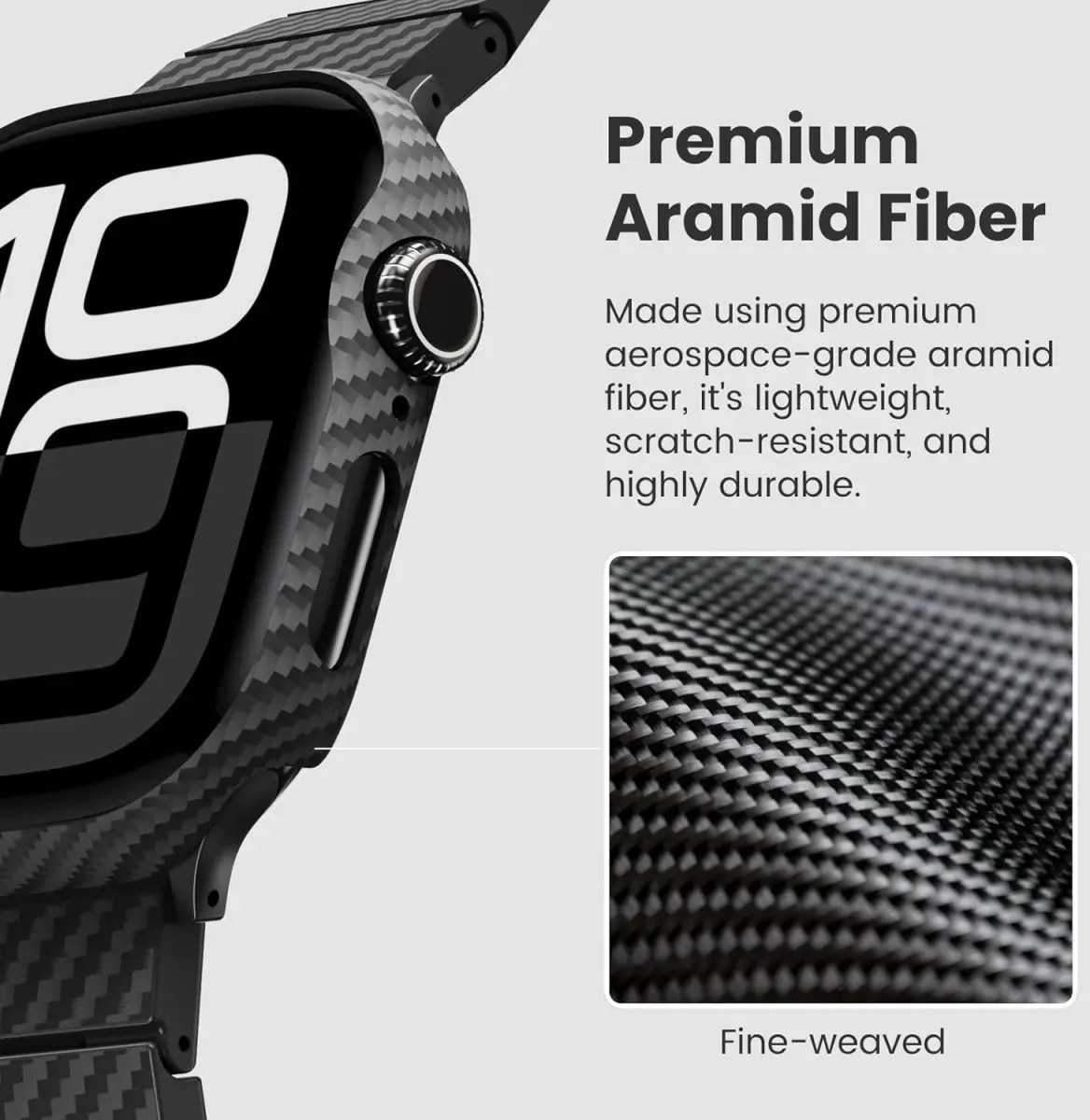 PITAKA Air Case - Apple Watch 11/10 42MM Hoesje - Aramide Ultra Dun - Zwart afbeelding 4