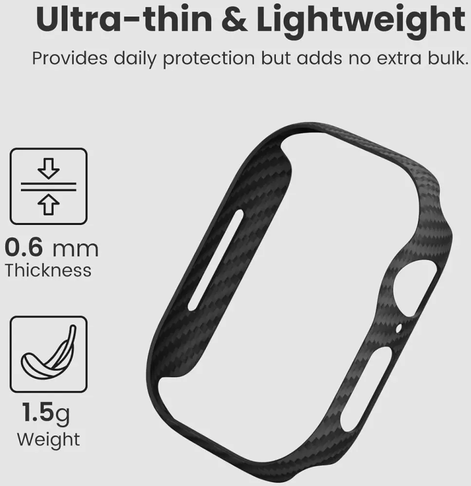 PITAKA Air Case - Apple Watch 11/10 42MM Hoesje - Aramide Ultra Dun - Zwart afbeelding 8