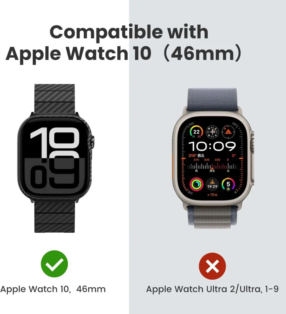 PITAKA Air Case - Apple Watch 11/10 46MM Hoesje - Aramide Ultra Dun - Zwart afbeelding 3
