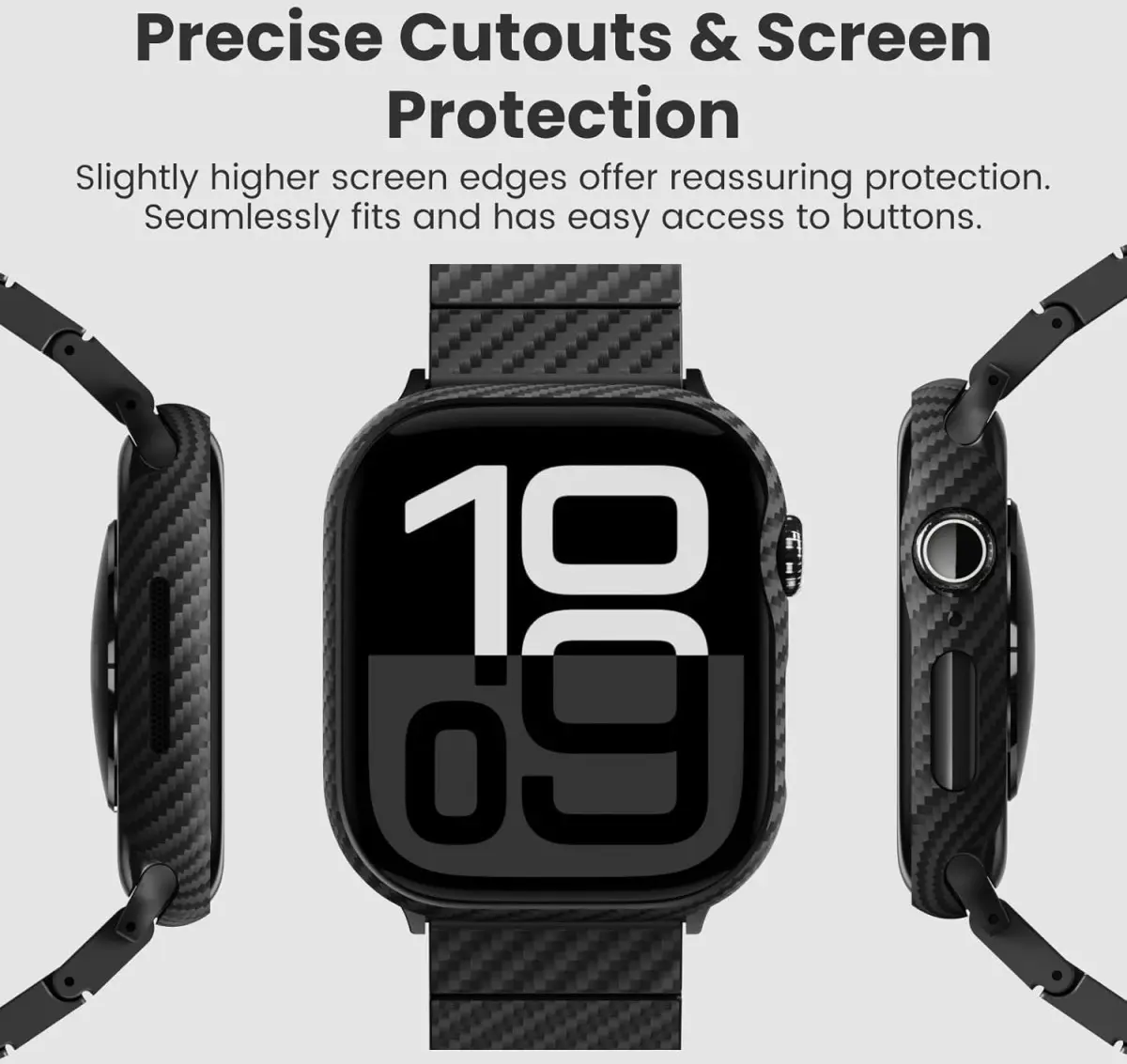 PITAKA Air Case - Apple Watch 11/10 46MM Hoesje - Aramide Ultra Dun - Zwart afbeelding 9