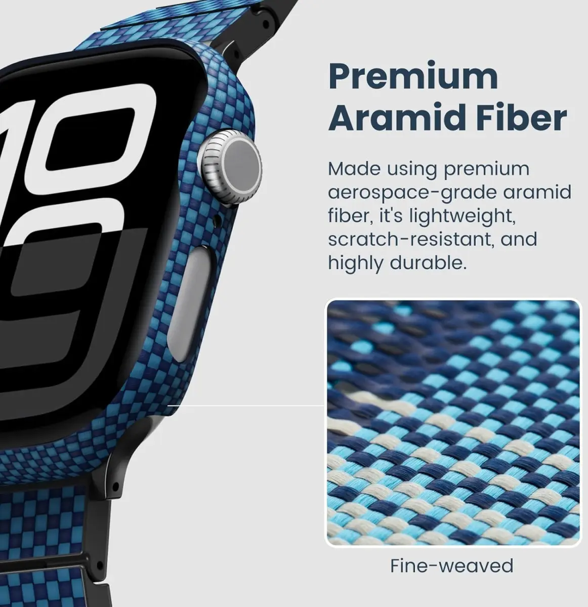 PITAKA Air Case - Apple Watch 11/10 46MM Hoesje - Aramide Ultra Dun - Blauw afbeelding 4