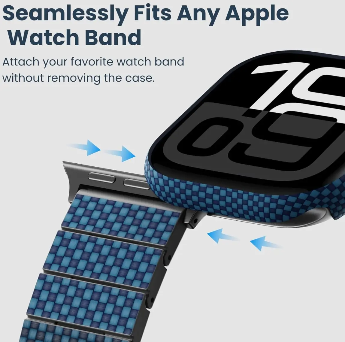 PITAKA Air Case - Apple Watch 11/10 46MM Hoesje - Aramide Ultra Dun - Blauw afbeelding 7