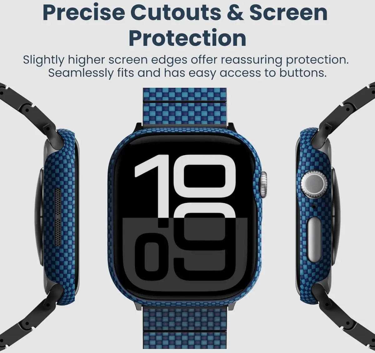 PITAKA Air Case - Apple Watch 11/10 46MM Hoesje - Aramide Ultra Dun - Blauw afbeelding 8