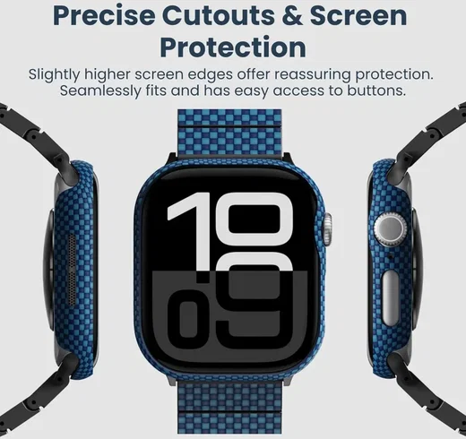 PITAKA Air Case - Apple Watch 11/10 46MM Hoesje - Aramide Ultra Dun - Blauw afbeelding 8