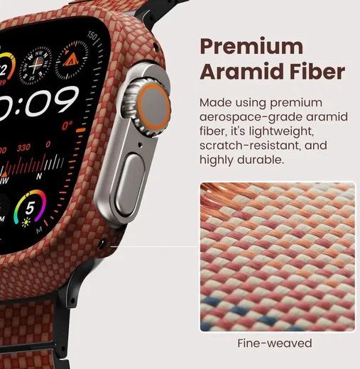PITAKA Air Case - Apple Watch Ultra 3/2/1 Hoesje - Aramide Ultra Dun - Sunset afbeelding 4