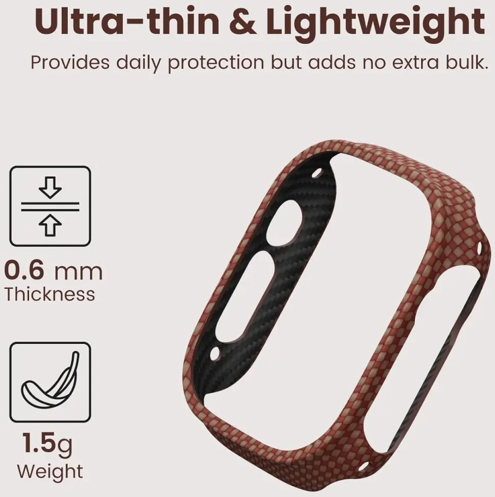 PITAKA Air Case - Apple Watch Ultra 3/2/1 Hoesje - Aramide Ultra Dun - Sunset afbeelding 5