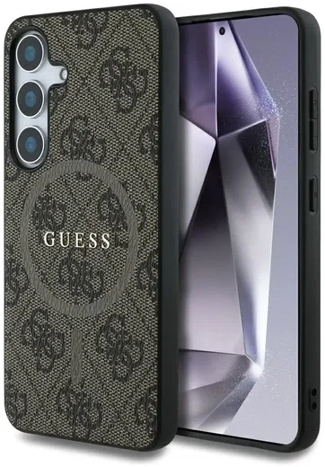 Guess 4G Classic Logo Samsung Galaxy S25 Plus Hoesje MagSafe/Qi2 Backcover Bruin afbeelding 1