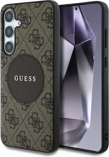 Guess 4G Cirkel Logo Samsung Galaxy S25 Plus Hoesje MagSafe/Qi2 Back Cover Bruin afbeelding 1