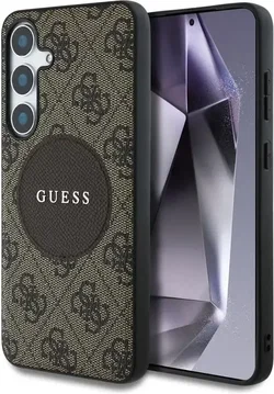Guess 4G Cirkel Logo Samsung Galaxy S25 Plus Hoesje MagSafe/Qi2 Back Cover Bruin