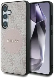 Guess 4G Cirkel Logo Samsung Galaxy S25 Hoesje MagSafe / Qi2 Back Cover Roze afbeelding