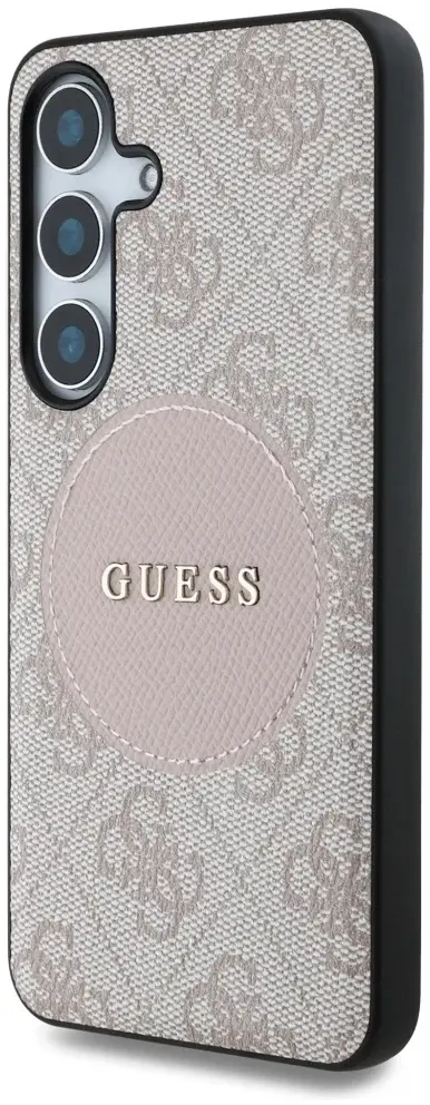 Guess 4G Cirkel Logo Samsung Galaxy S25 Hoesje MagSafe / Qi2 Back Cover Roze afbeelding 2